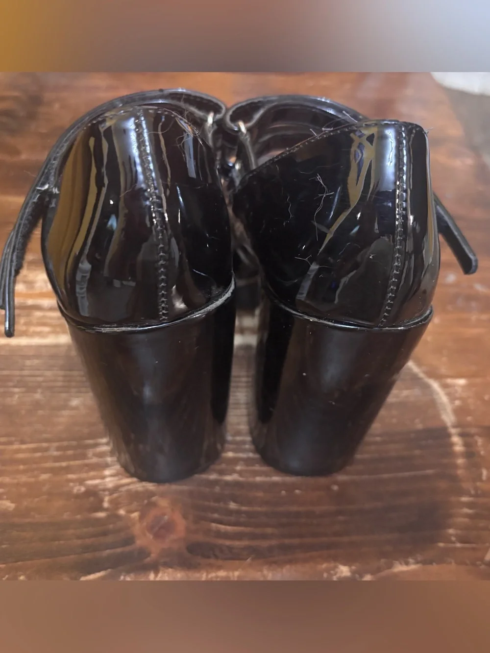 Steve Madden Black Patent Double-Strap Platform Heels